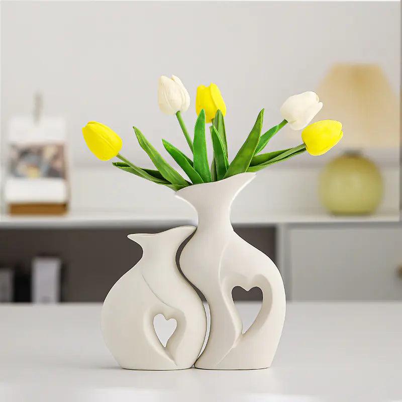 Lumina Luxe™ Eternal Bond Ceramic Vase Set