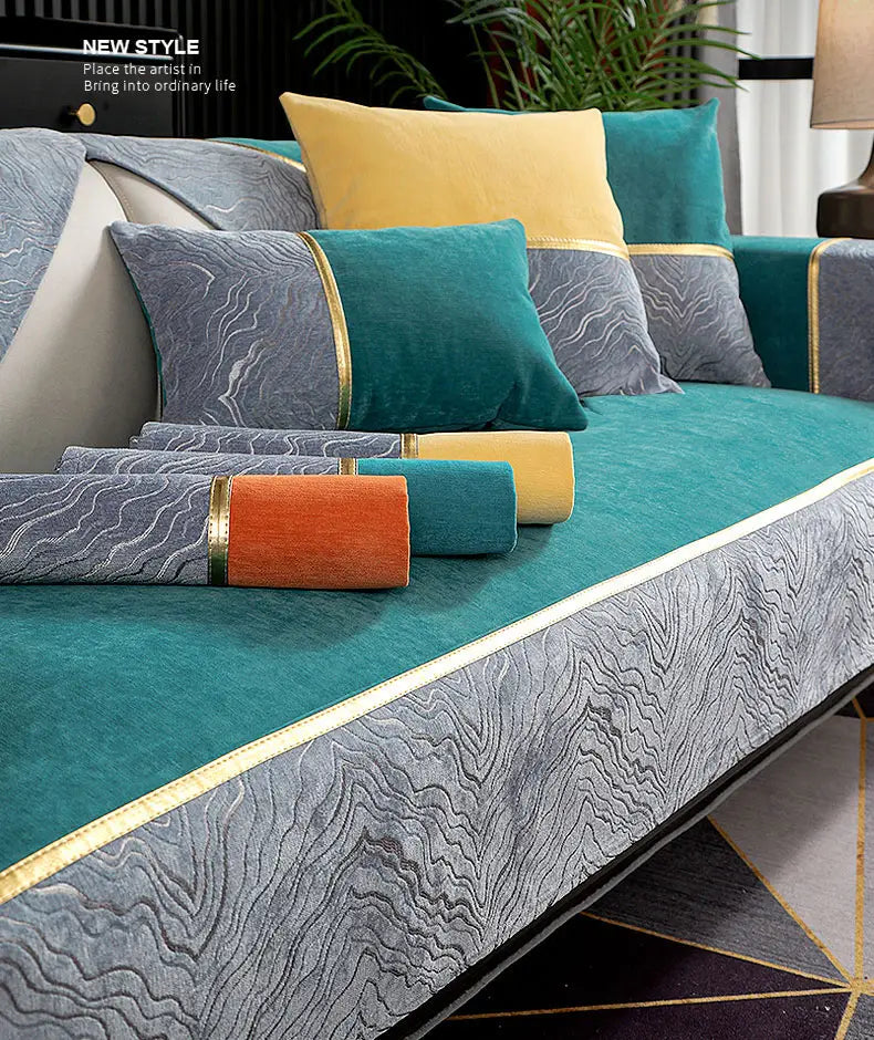 Lumina Luxe™ Elegant Chenille Armrest & Cushion Set