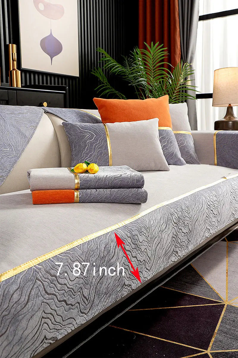 Lumina Luxe™ Elegant Chenille Armrest & Cushion Set